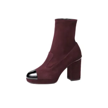 CHANEL Ankle Boots Women's Burgundy