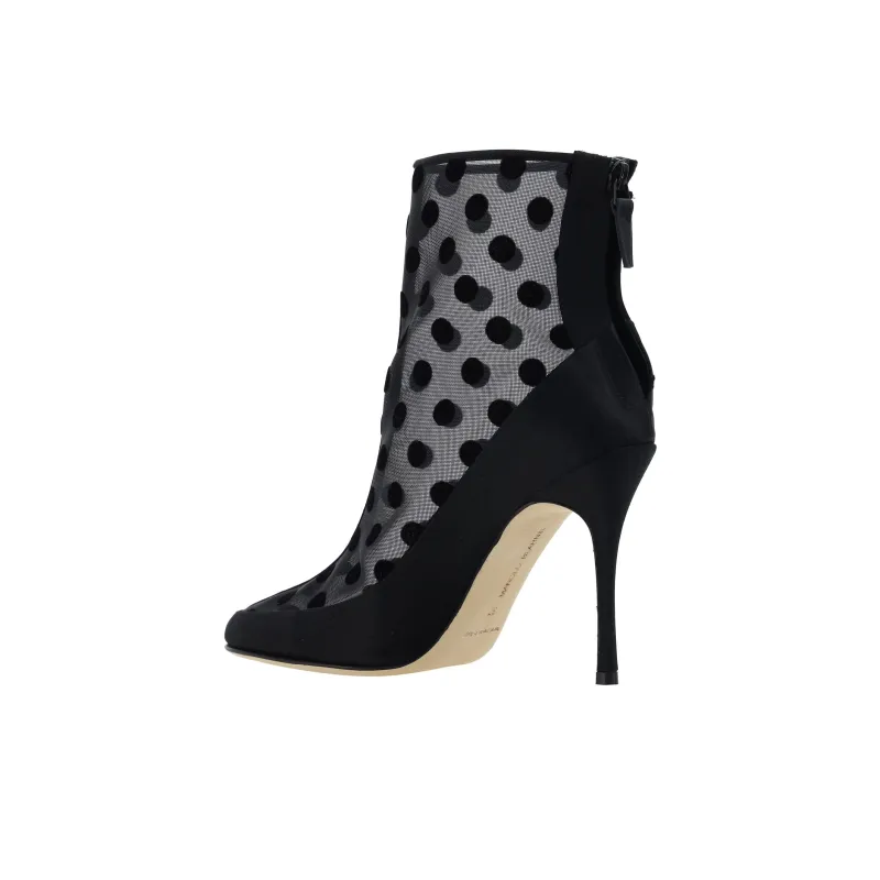 MANOLO BLAHNIK Mukinka Mesh Polka-dot Ankle Boots-2