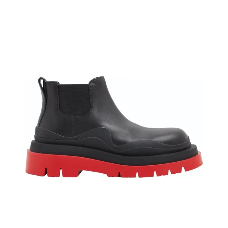 Bottega Veneta Tire Ankle Chelsea Boot Black Red Women's-1