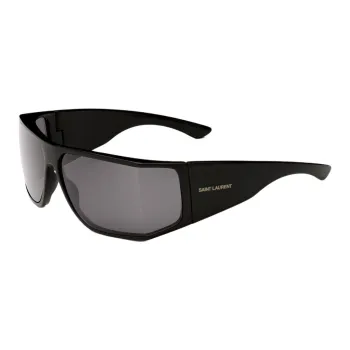 SAINT LAURENT Injection Molded Resin Plastic Peptide Irregular Shape Sunglasses Unisex Black