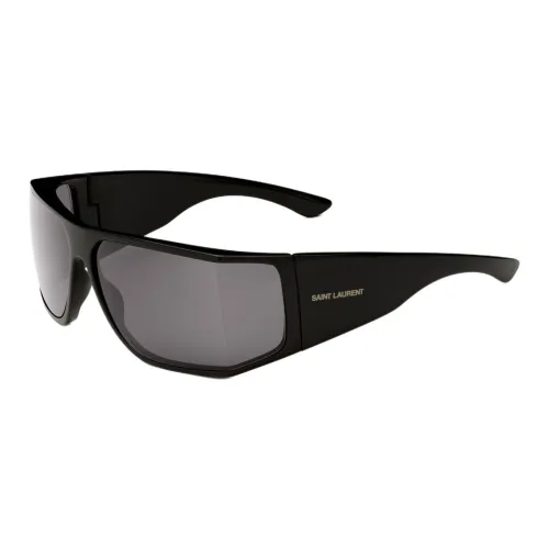 SAINT LAURENT Injection Molded Resin Plastic Peptide Irregular Shape Sunglasses Unisex Black