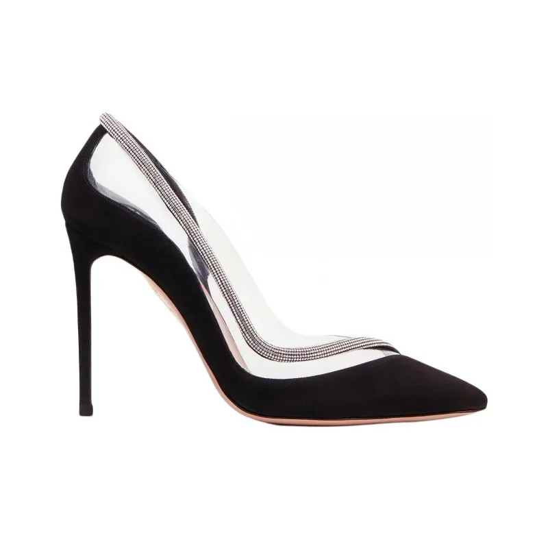 AQUAZZURA Tres Mondaine Slim Heel High Heels 10.5cm Women's Black-1