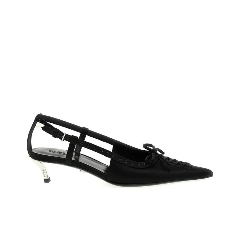 VERSACE Cone Heel High Heels 4cm Women's Black-1