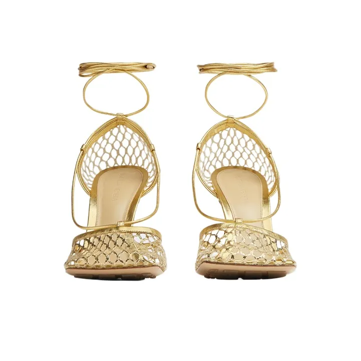 Bottega Veneta Stretch Slim Heel High Heels Women's Gold-2