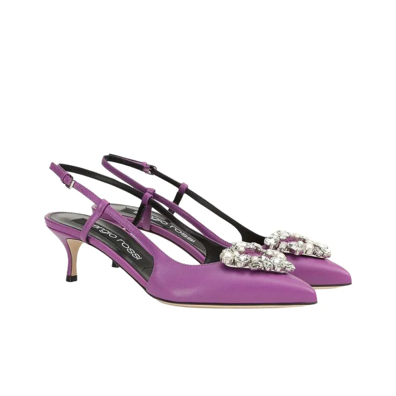 SERGIO ROSSI Sr Godiva Slim Heel High Heels 5cm Women's Purple-2
