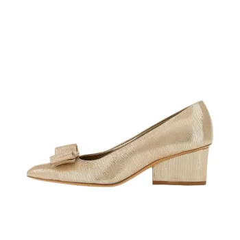 FERRAGAMO Viva Block Heel High Heels 5.5cm Women's Metal