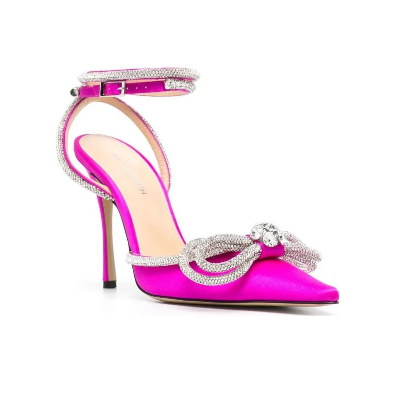 MACH & MACH Double Bow 105mm Satin Pumps-2