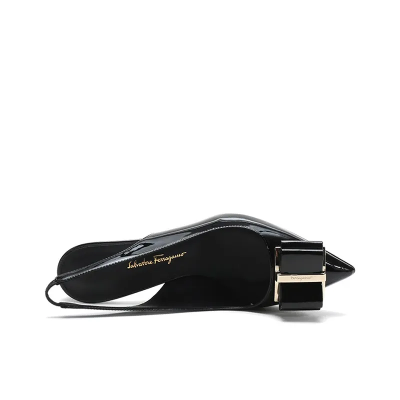 FERRAGAMO Zahir 70 Series Slim Heel High Heels 7cm Women's Black-3
