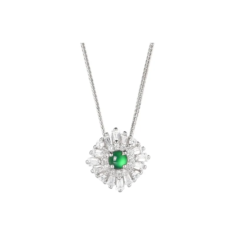 Green Craftsman Ice Type Jadeite Necklaces Women's-0