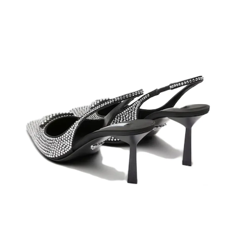 PRADA Slim Heel High Heels 7.5cm Women's Silver-3