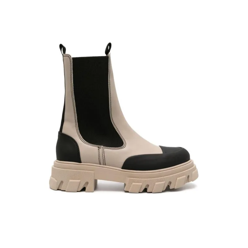 GANNI Cleated Faux-leather Chelsea Boots-1