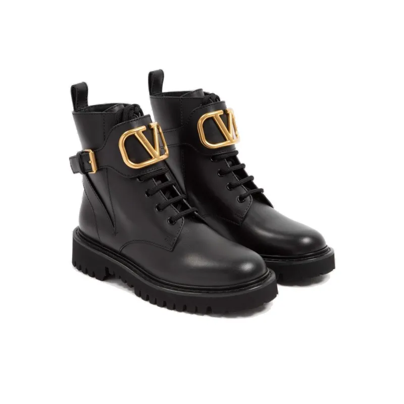 Valentino Vlogo Fashion Casual Ankle Boots Women's Black-2