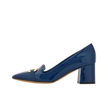 FERRAGAMO GANCINI Block Heel High Heels Women's Blue
