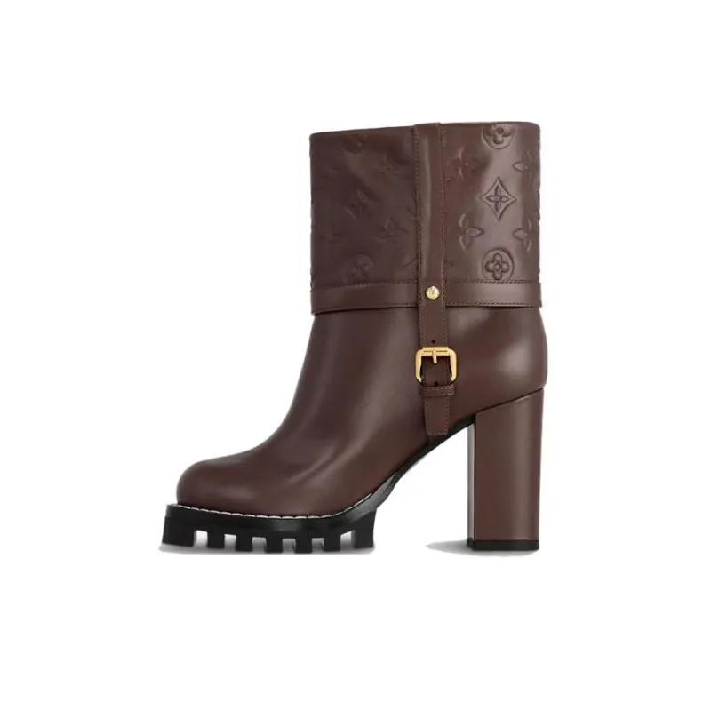 LOUIS VUITTON Star Trail Ankle Boots 8cm Women's Brown-0