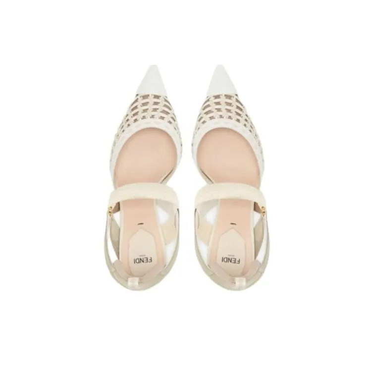 FENDI Colibrì Chunky Heel High Heels 8.5cm Women's White-4