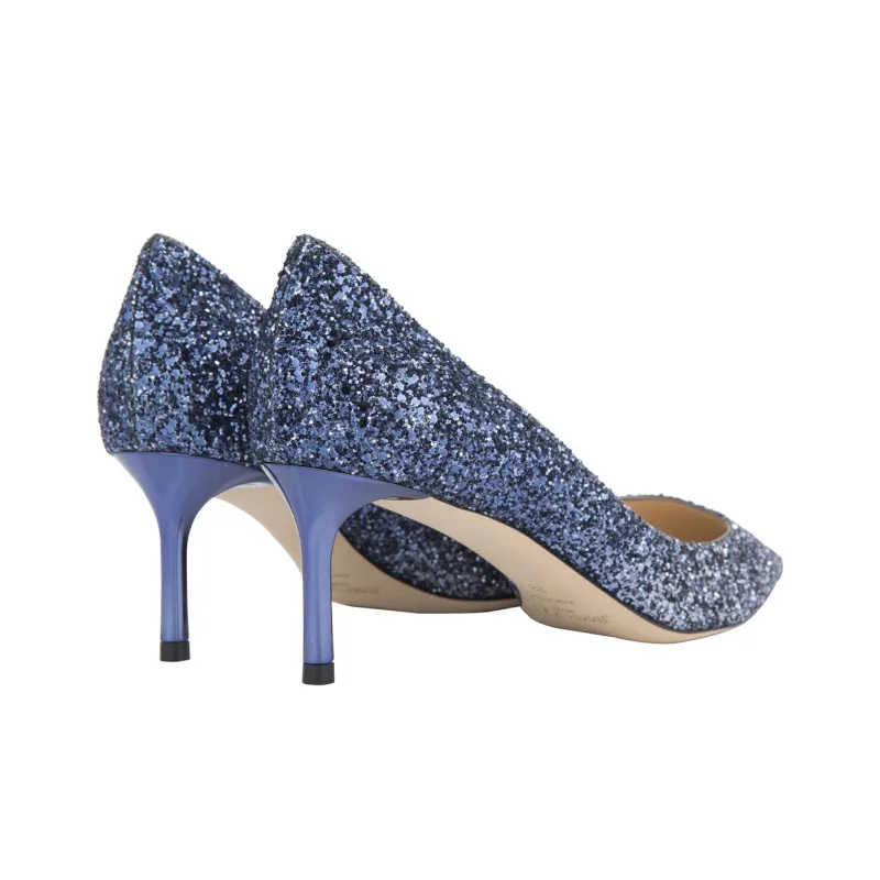 Jimmy Choo ROMY Slim Heel High Heels 6cm Women's Silver Blue Gradient-4