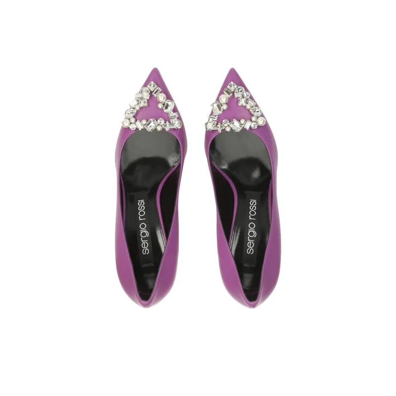 SERGIO ROSSI Sr Godiva Slim Heel High Heels 7.5cm Women's Purple-3