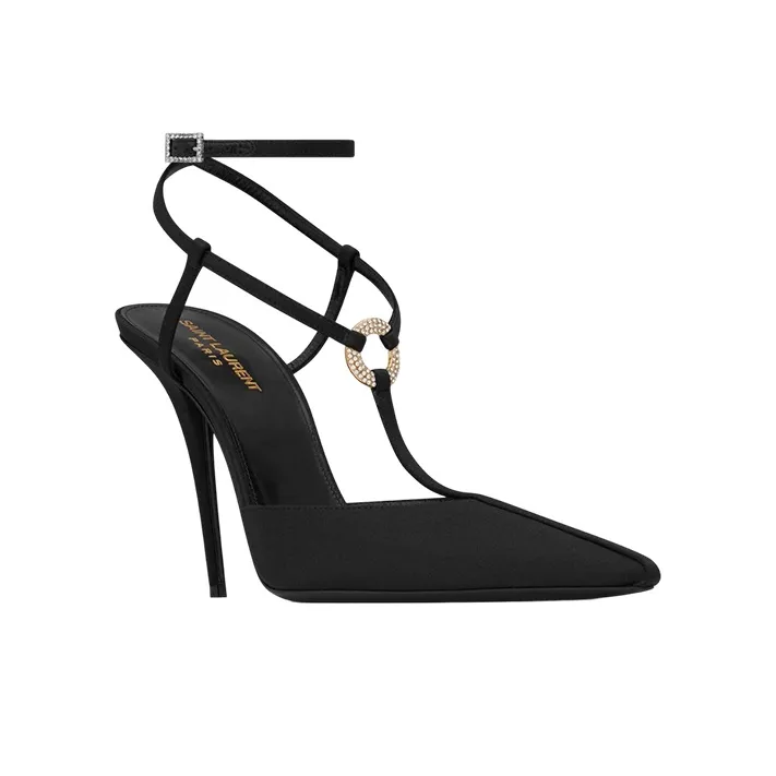 SAINT LAURENT Luna 105mm Leather Pumps-2