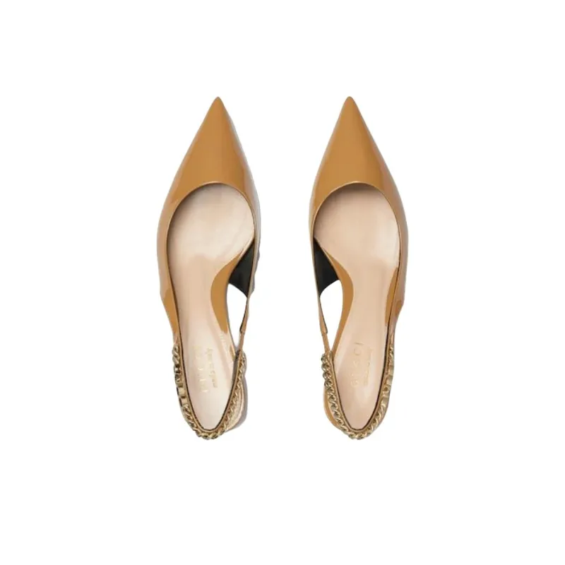 GUCCI Signoria Slim Heel High Heels 4.5cm Women's Beige-3