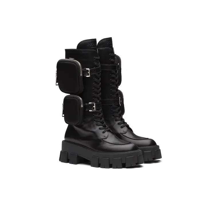 PRADA Monolith Crew Martin Boot Women's Black-2