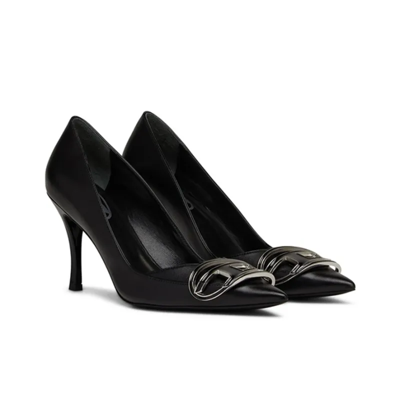 DIESEL DIESEL OVAL-D Series Slim Heel High Heels Women's Black-2