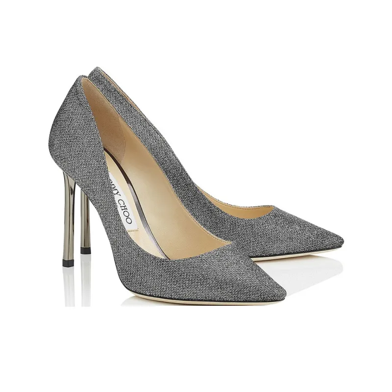 Jimmy Choo ROMY Slim Heel High Heels 10cm Women's Carbon Gray-2