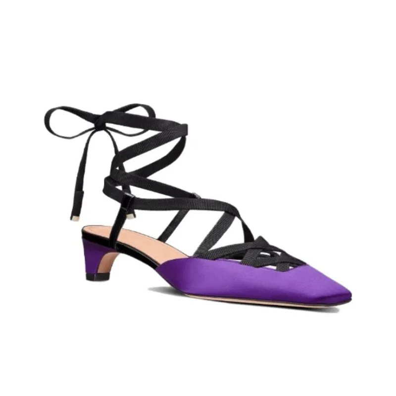 DIOR Cone Heel High Heels 4cm Women's Purple-2