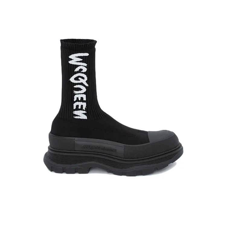 Alexander McQueen Graffiti Knit Tread Slick Boot Black-1