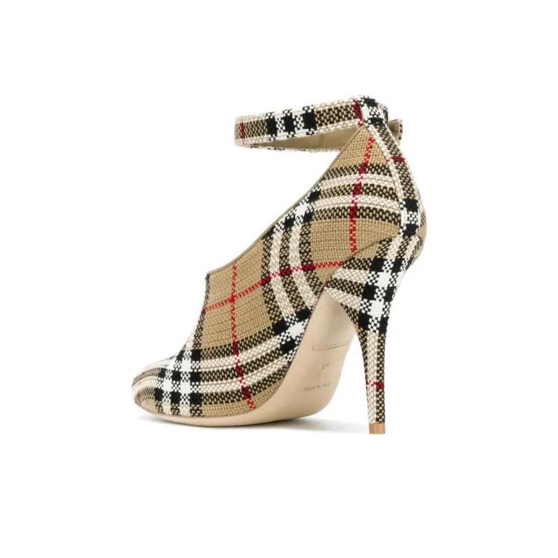 Burberry Cone Heel High Heels 10cm Women's Beige-3