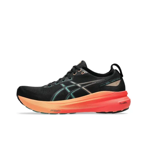 Asics Gel Kayano 31 Cushioned Abrasion Resistant Slip Resistant Low Top Running Shoes Men's Black Orange