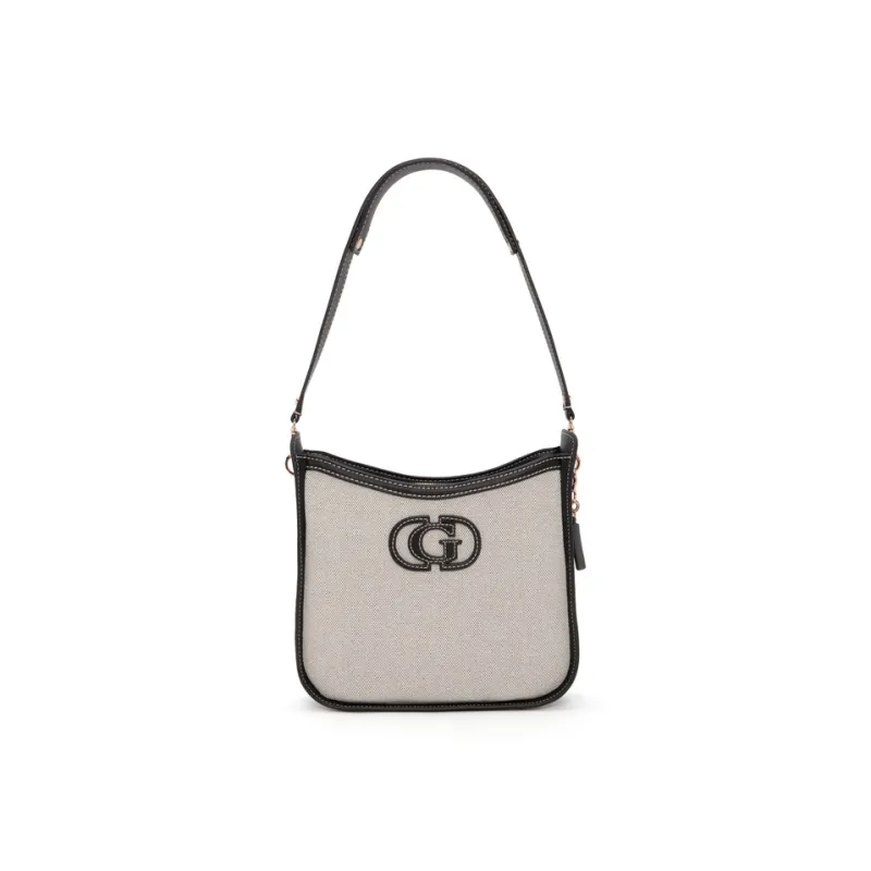GUESS Artificial Leather Shoulder Bag Women's Black White-0