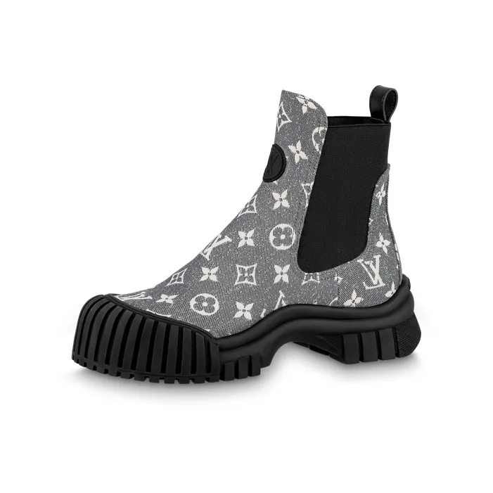 LOUIS VUITTON Ruby Short Chelsea Boots Women's Gray-0