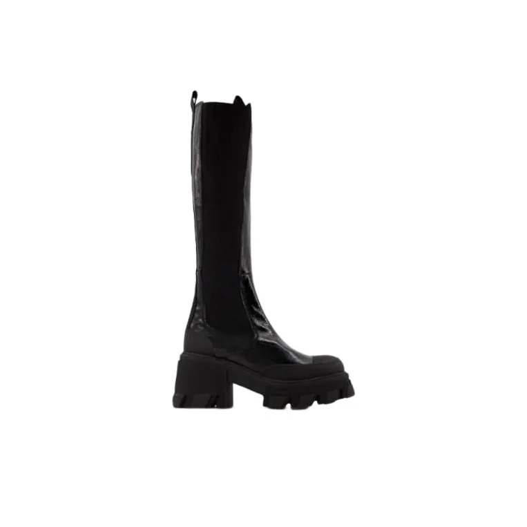 GANNI Knee High Chelsea Boots Women's Black-1