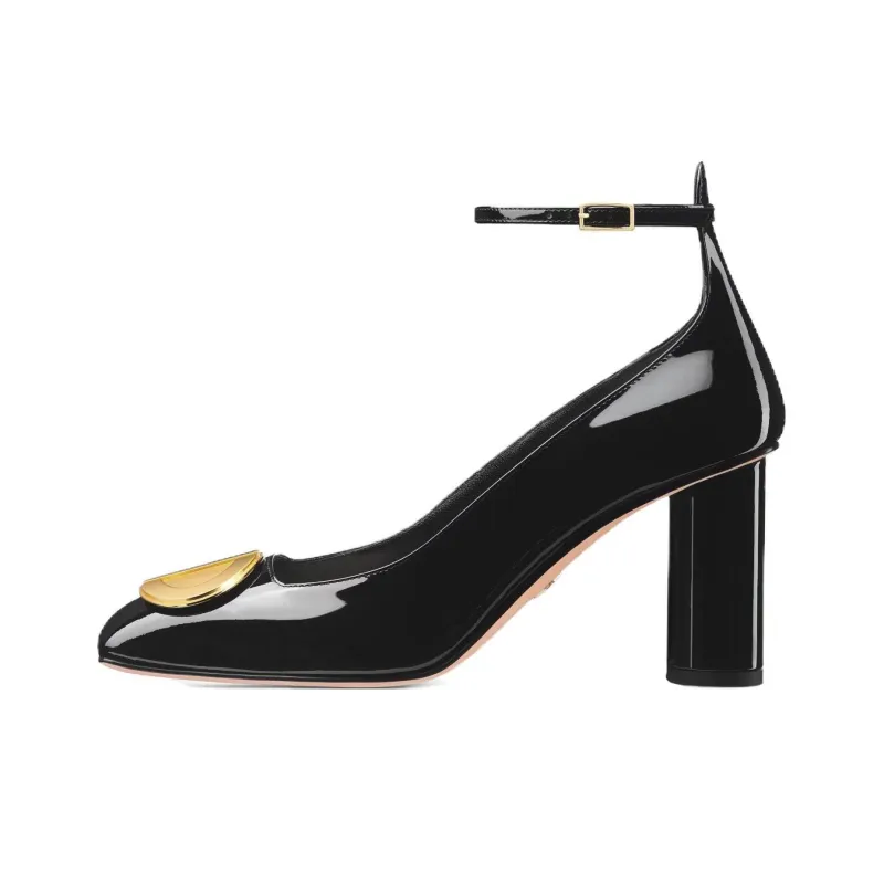 DIOR Chunky Heel High Heels 8cm Women's Black-0