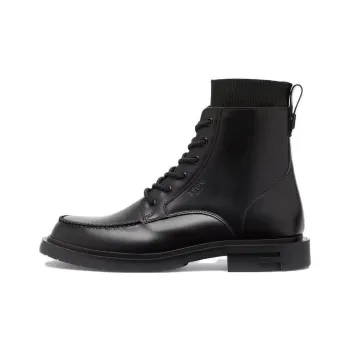 FENDI Frame Short Mid-Calf Martin Boot Men's Black