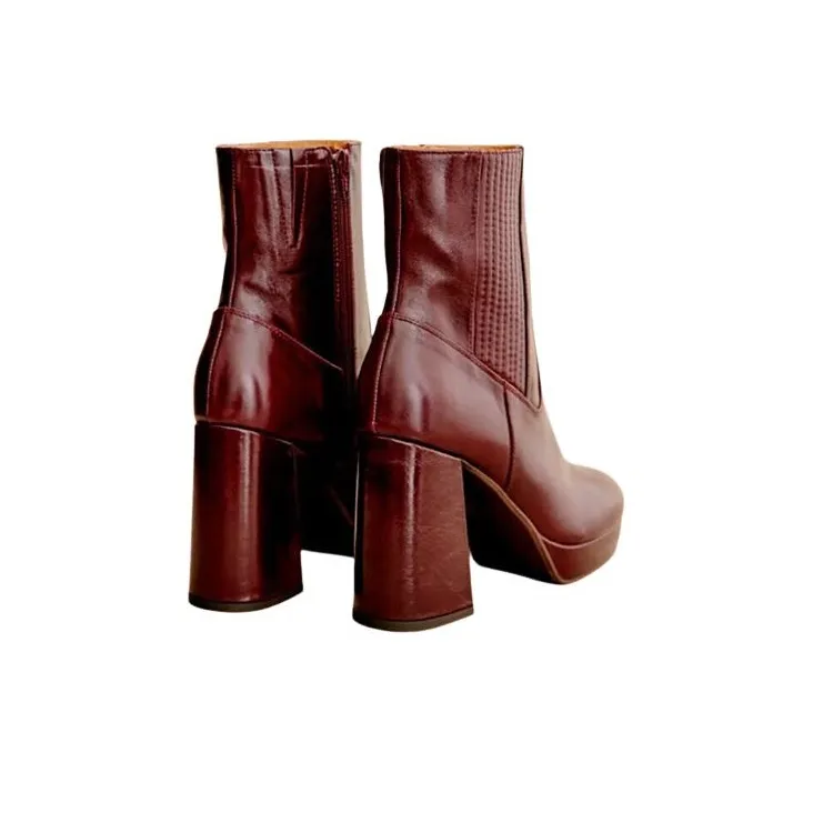 Sezane Short Chelsea Boots 11cm Women's Burgundy-2