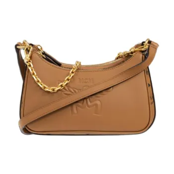 MCM Aren Visetos Canvas Shoulder Bag Crossbody Bag Small Size Women's Cognac Brandy