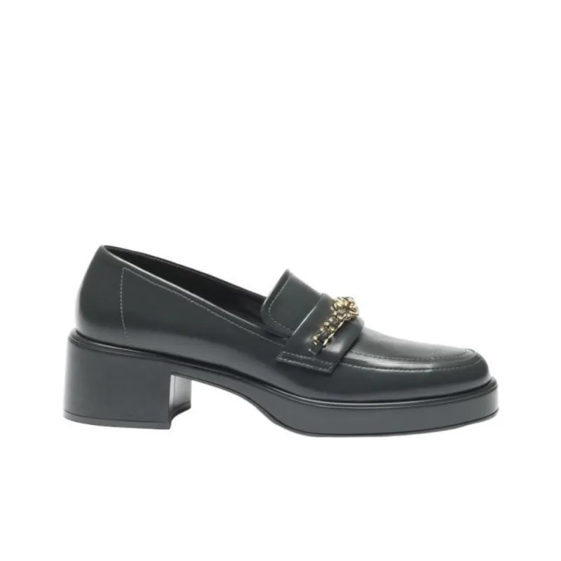 CHANEL 24K Chunky Heel High Heels 5.5cm Women's Black-1