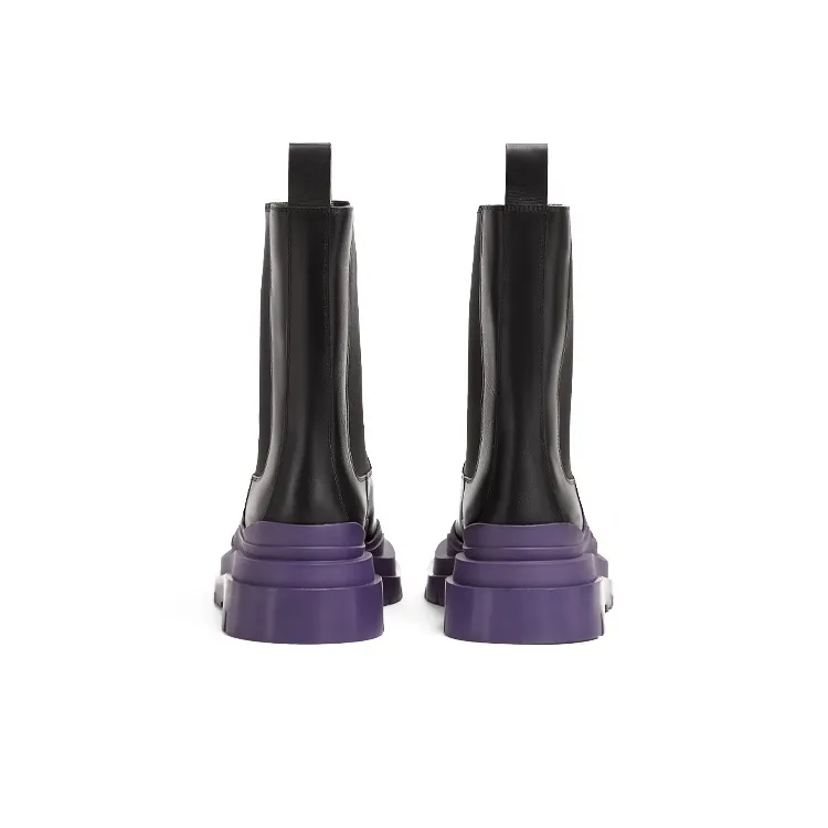 Bottega Veneta Tire Chelsea BV Tire Crew Chelsea Boots Women's Black Purple-4
