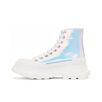 Alexander McQueen Silver Holographic Tread Slick Platform High Sneakers 'White Multi' Women's