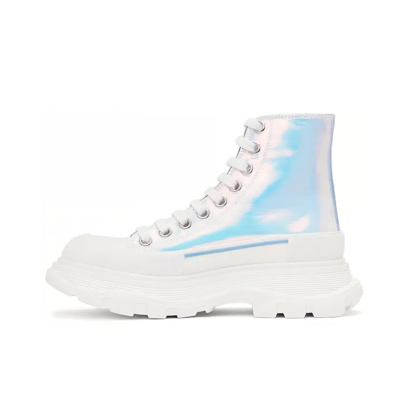 Alexander McQueen Silver Holographic Tread Slick Platform High Sneakers 'White Multi' Women's-0