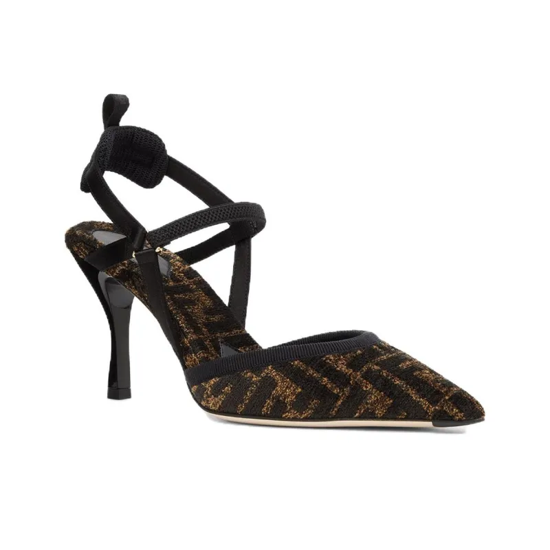 FENDI Monogram Jacquard Pointed Toe Pumps-1