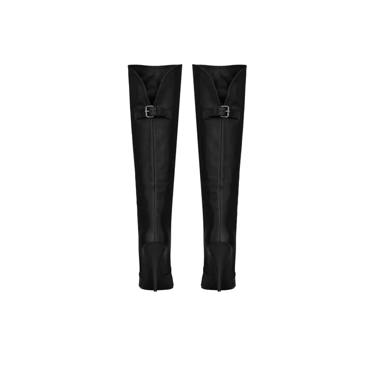 SAINT LAURENT Knee High Boots 10cm Women's Black-3