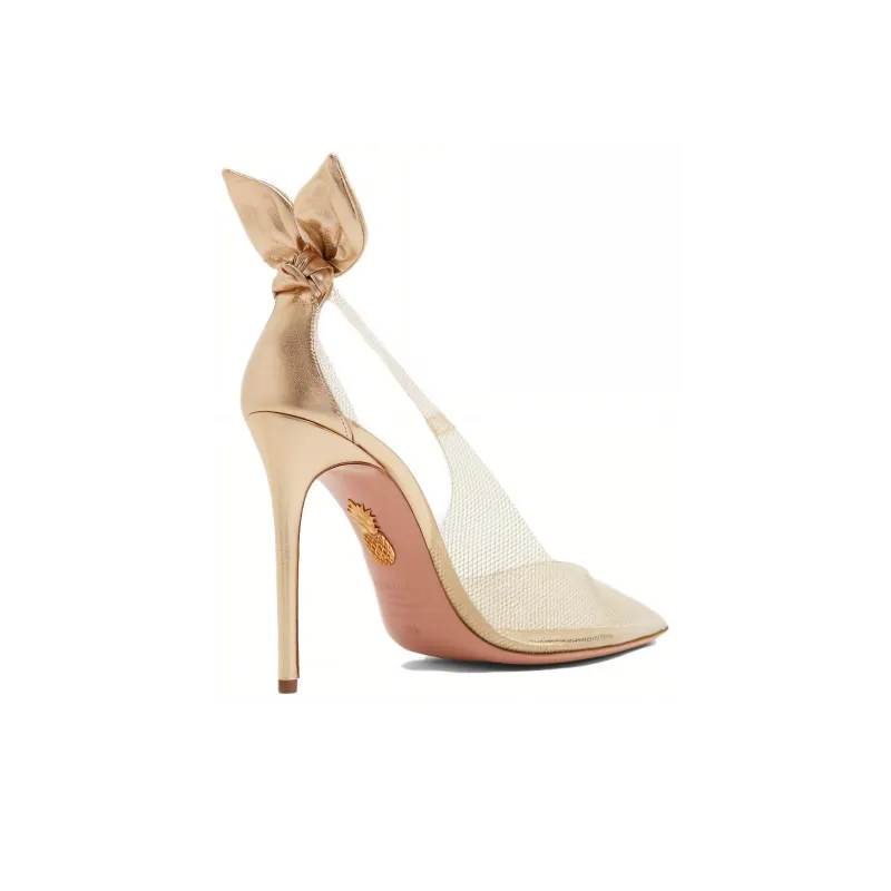 AQUAZZURA Plexi Slim Heel High Heels Women's Gold-3