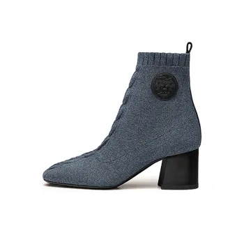 HERMES Volver 60 Ankle Boots Women's Denim Blue