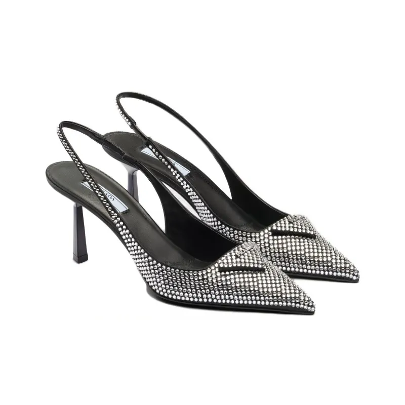 PRADA Slim Heel High Heels 7.5cm Women's Silver-2
