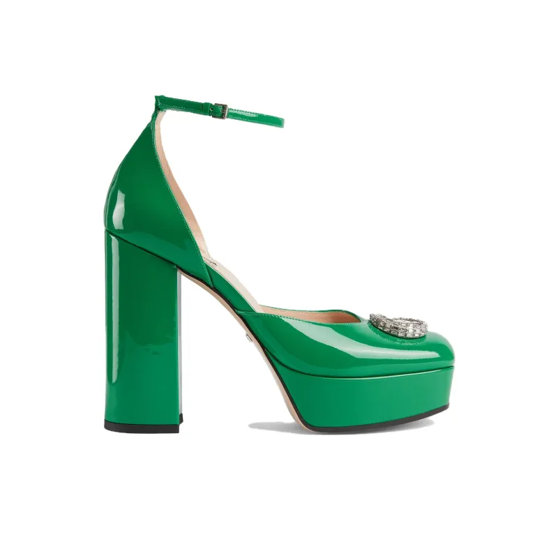 GUCCI GG Chunky Heel High Heels 11cm Women's Green-1