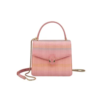BVLGARI Serpenti Forever Fabric Shoulder Bag Crossbody Bag Handbag Small Size Women's Pink