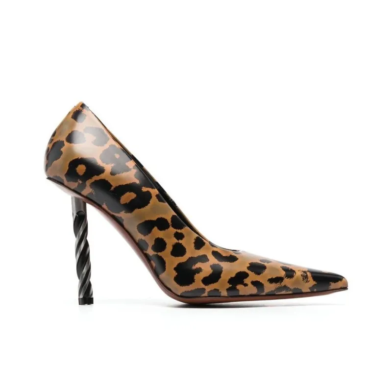 Vetements Drill-heel Leopard-print Pumps-1