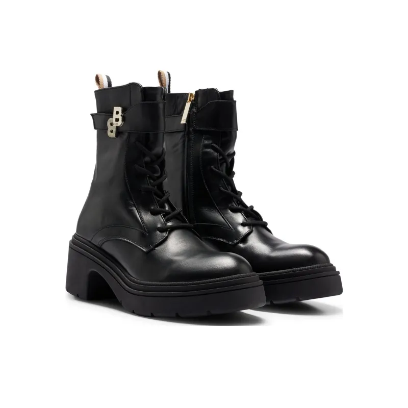 BOSS Monogram-plaque 80mm Leather Combat Boots-2